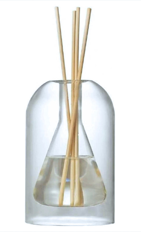 'FragranceLab' : Single TRIANGLE Glass Diffuser + frosted bottle 200ml fragrance oil + diffuser reeds